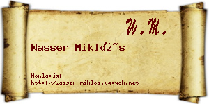 Wasser Miklós névjegykártya